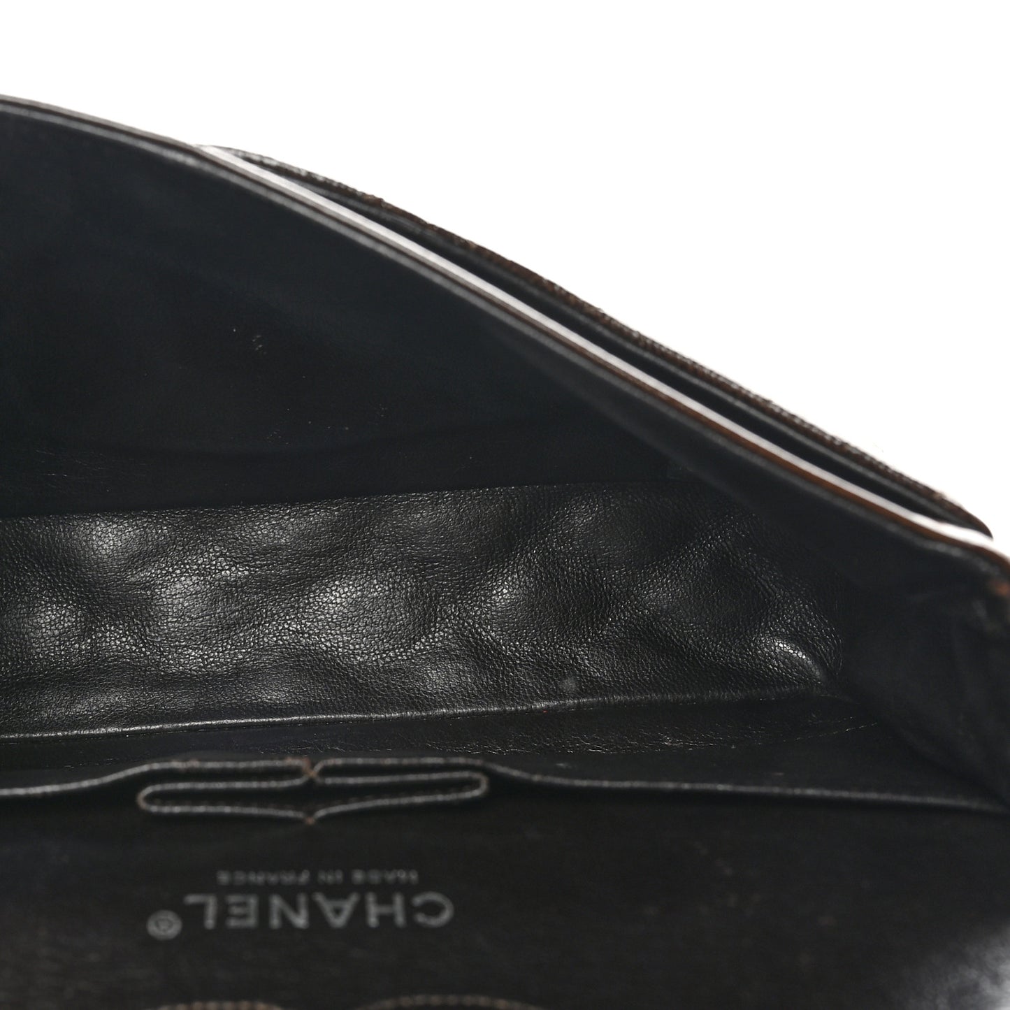 Crinkled Patent Quilted Medium Double Flap Brown