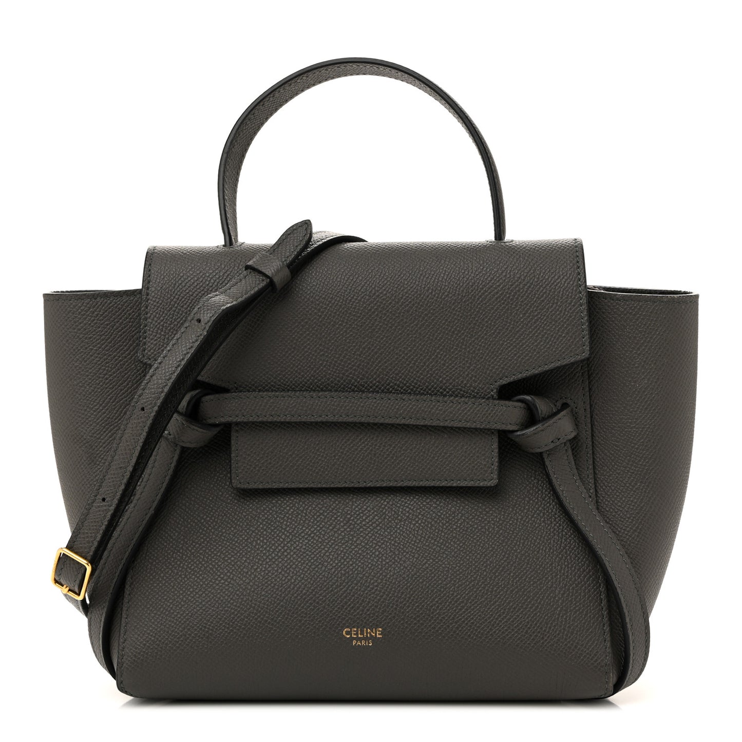 Grained Calfskin Nano Belt Bag Grey