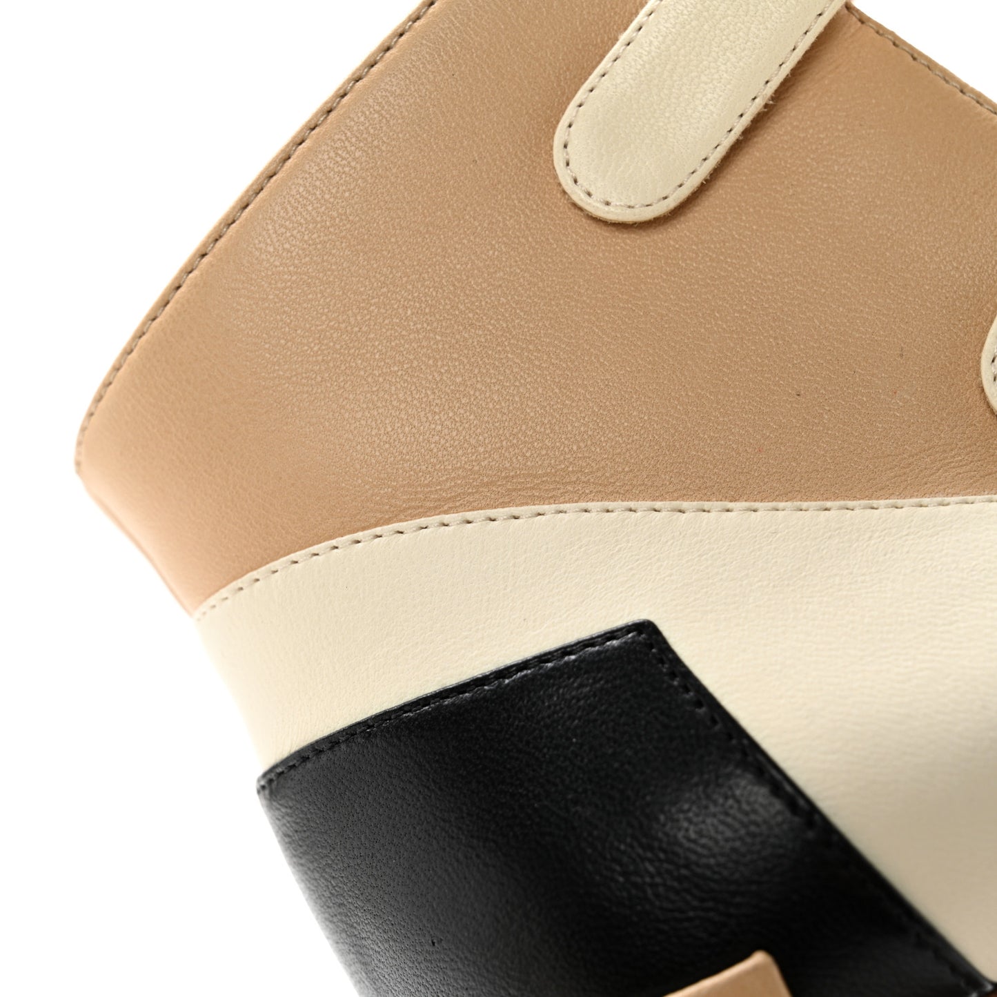 Lambskin Tri Color Cap Toe Mary Jane Pumps 37.5 Beige Black White