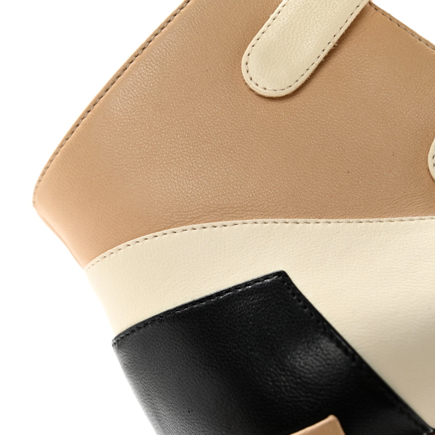 Chanel Lambskin Tri Color Cap Toe Mary Jane Pumps 37.5 Beige Black White 16 of 16