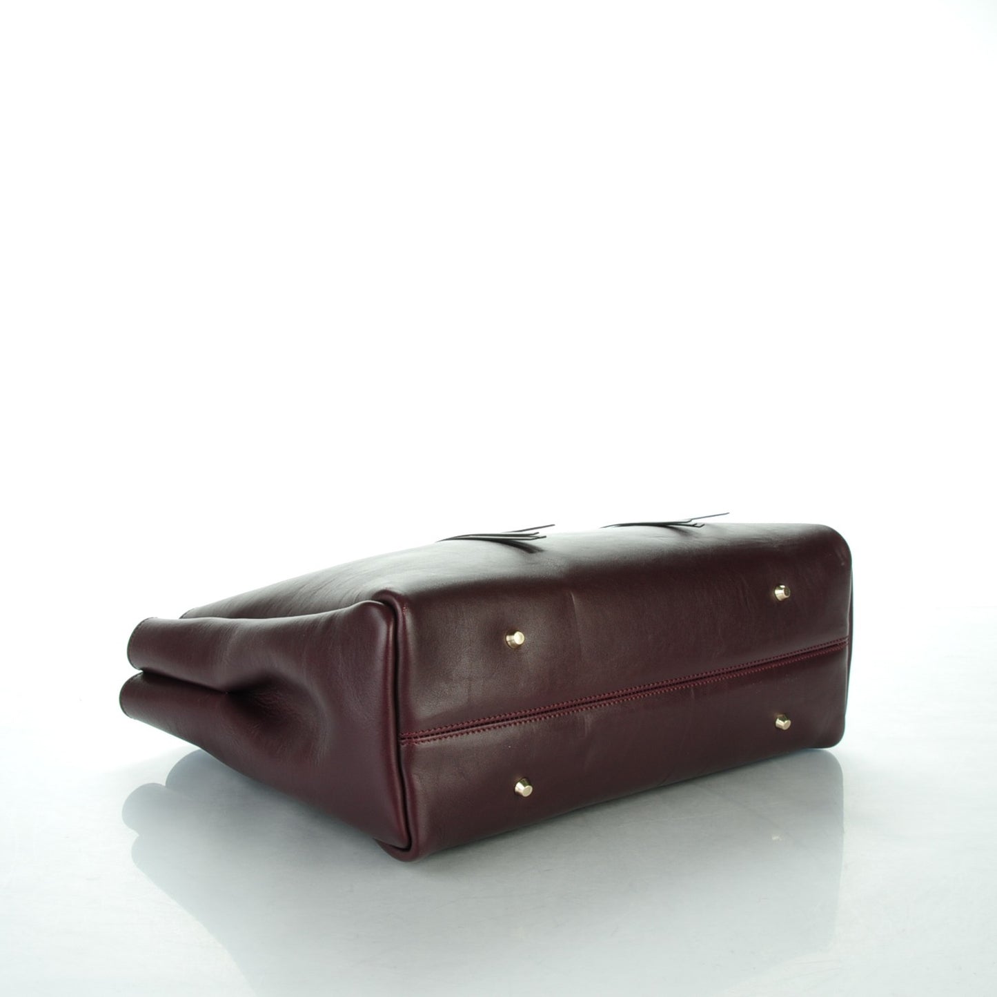 Smooth Calfskin Small Fringe Shopper Tote Aubergine
