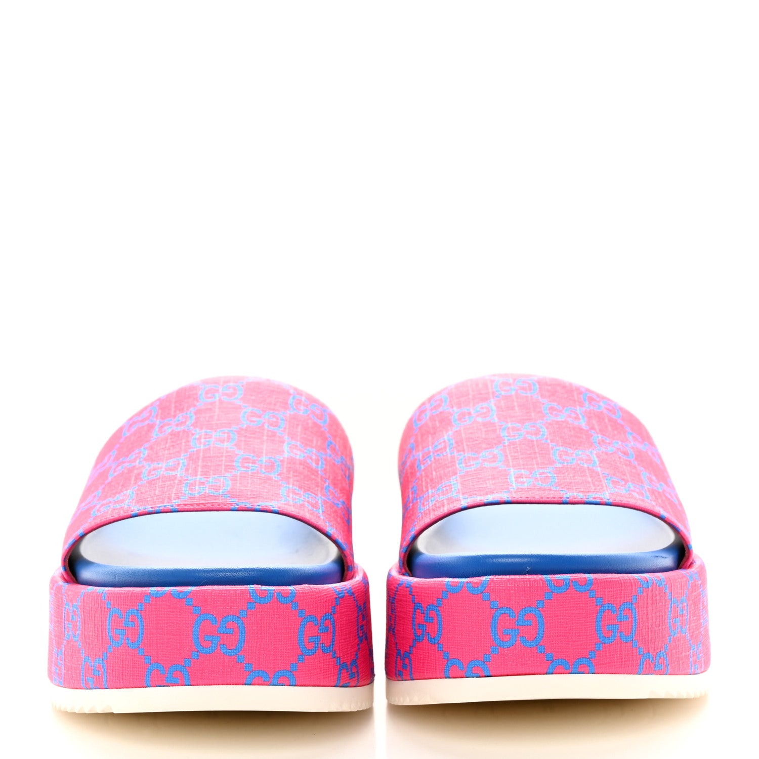 Gucci GG Supreme Joy Monogram Angelina Platform Slide Sandals 40.5 Fuxia Blue 2 of 12