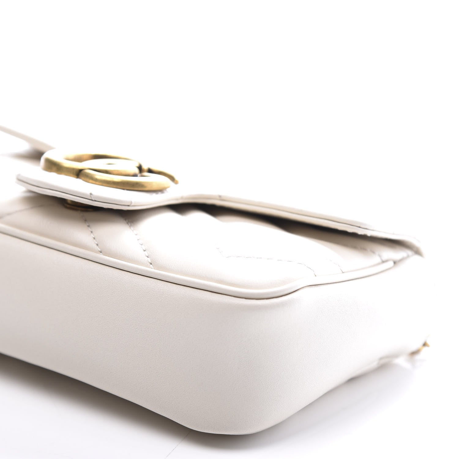 Gucci Calfskin Matelasse Super Mini GG Marmont Shoulder Bag White 8 of 10