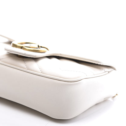 Gucci Calfskin Matelasse Super Mini GG Marmont Shoulder Bag White 8 of 10