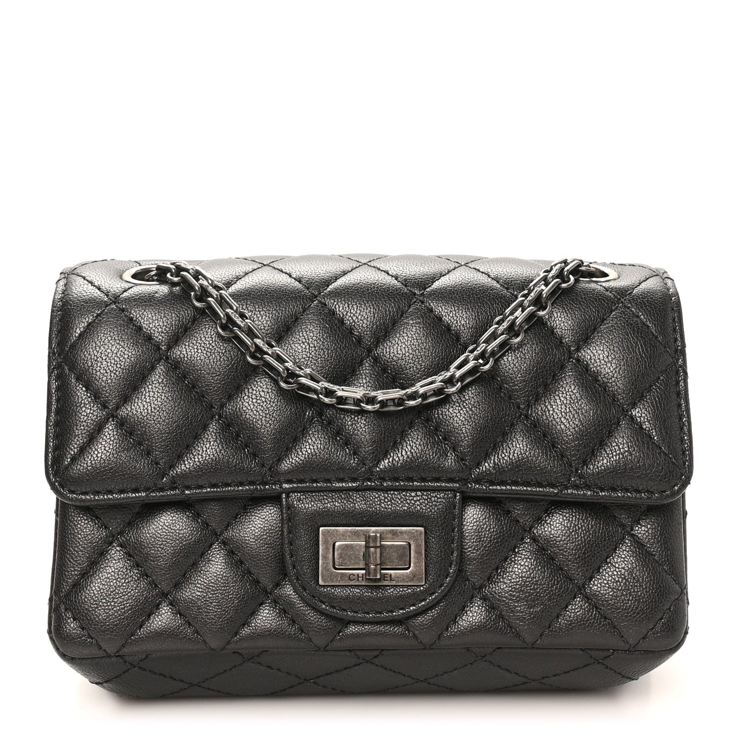 Chanel Metallic Sheepskin Quilted 2.55 Reissue Mini Flap Dark Silver 1 of 10