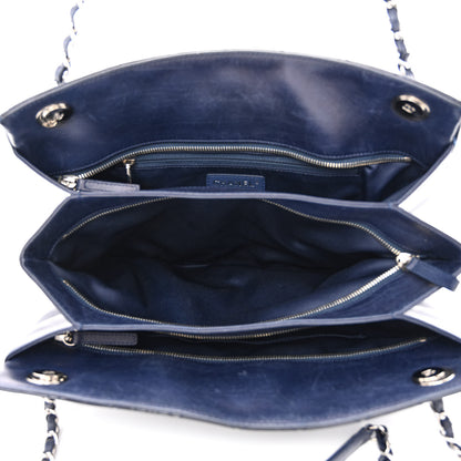 Chanel Patent Quilted Accordion Shopping Tote Navy 5 of 11
