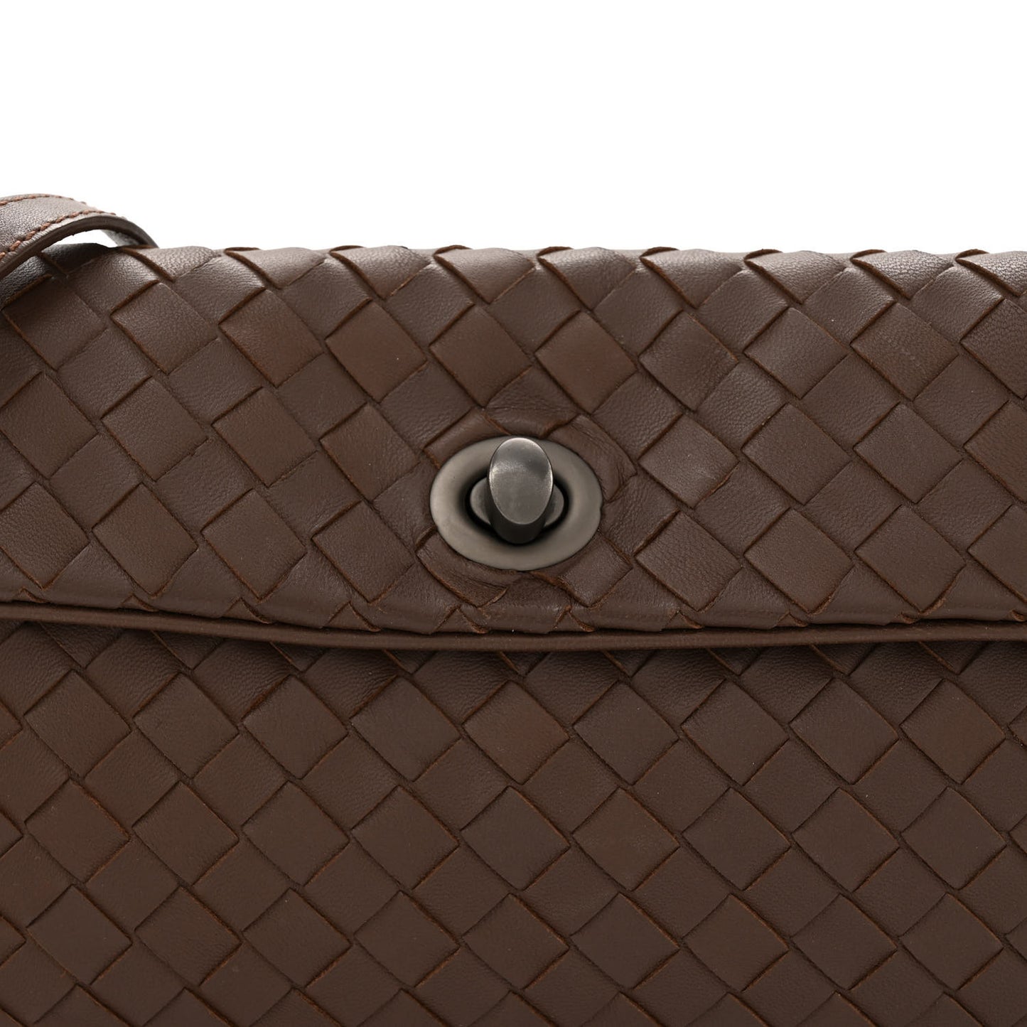 Nappa Intrecciato Mini Turn-Lock Crossbody Ebano