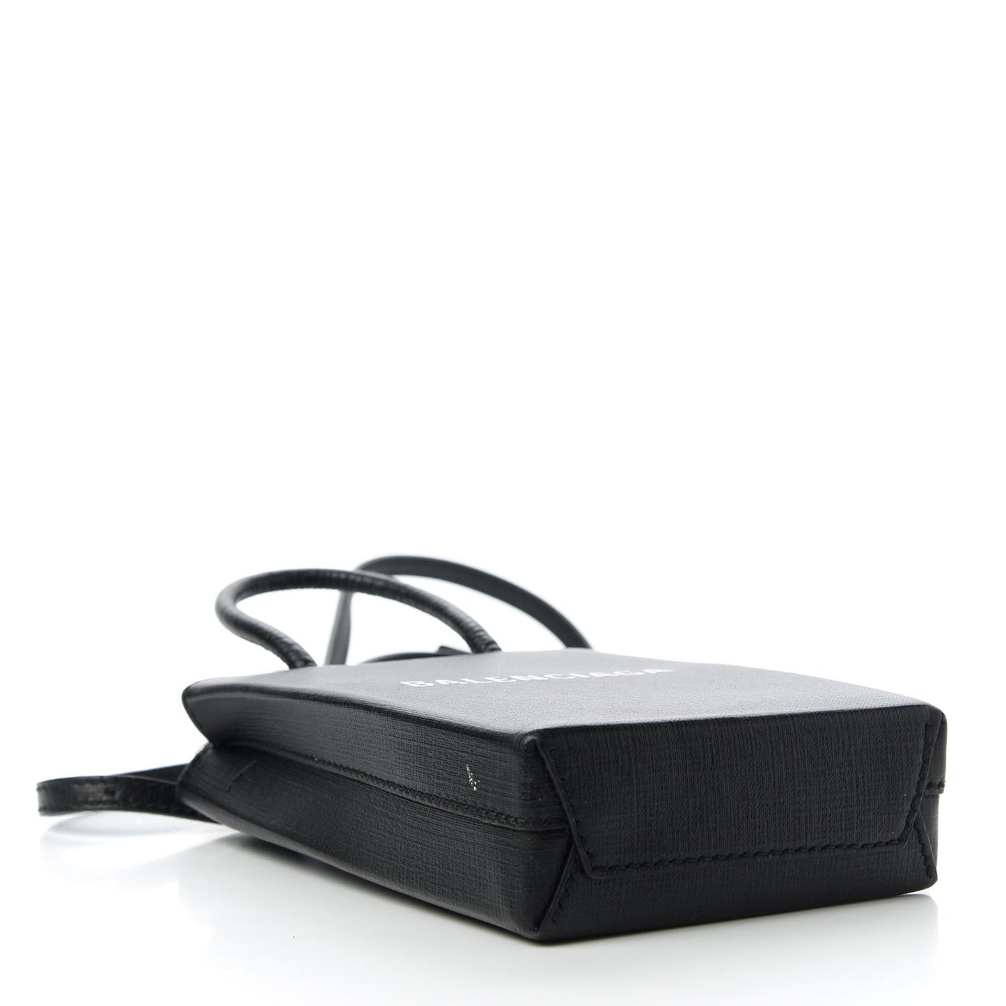 Squared Calfskin Logo Shopping Phone Holder Bag Black