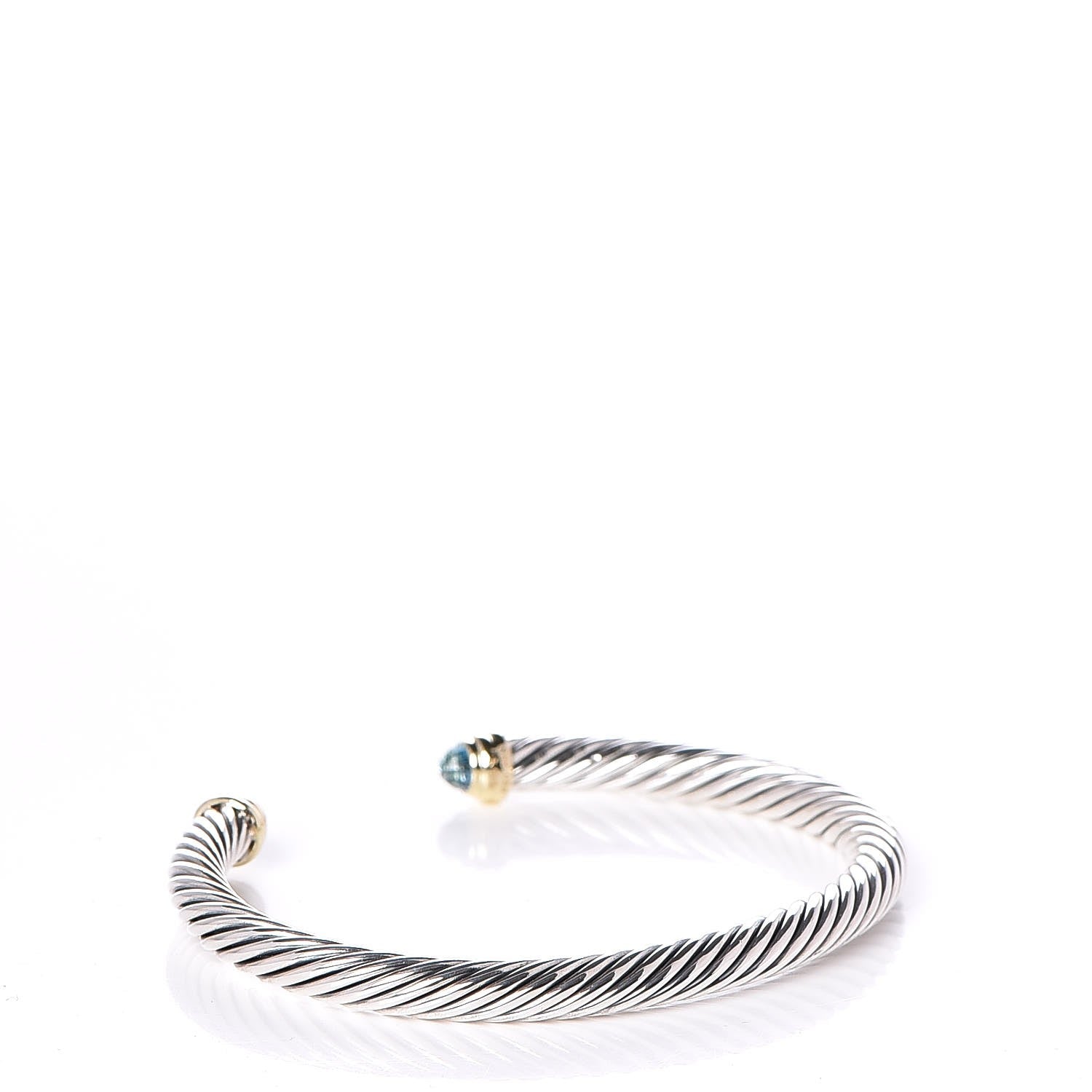 David Yurman Sterling Silver 14K Yellow Gold Blue Topaz 5mm Cable Classics Petite Color Bracelet 3 of 4