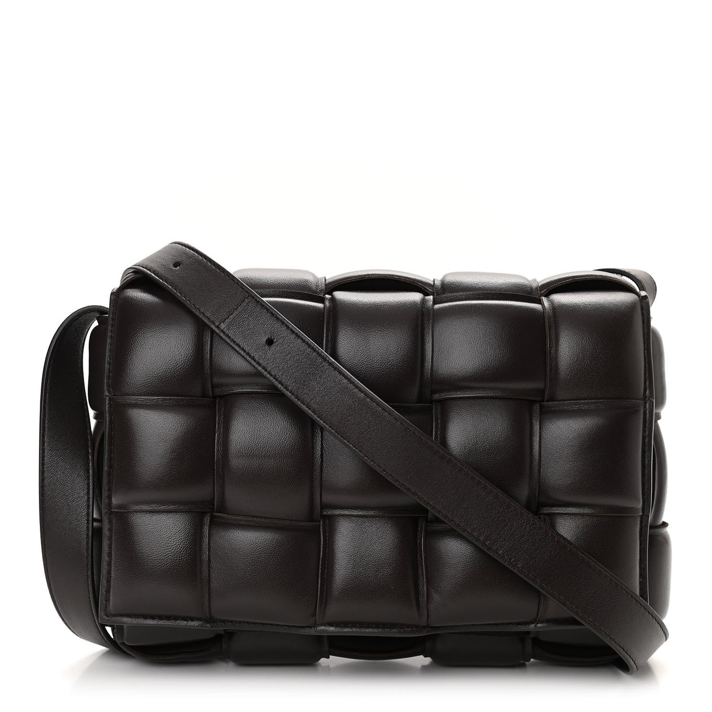 Nappa Maxi Intreccio Padded Cassette Crossbody Bag Fondente