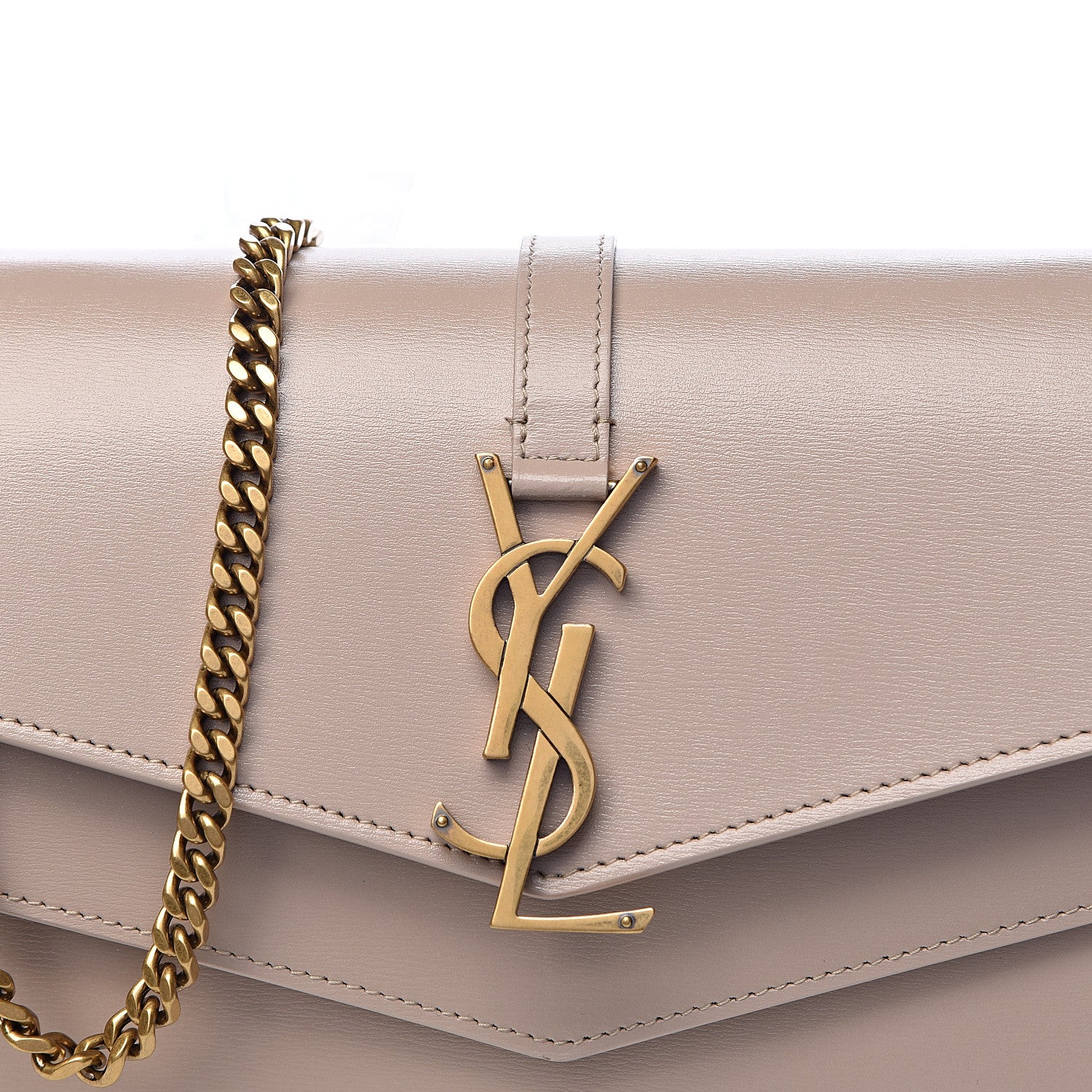 Saint Laurent Smooth Calfskin Sulpice Monogram Chain Wallet Light Natural 10 of 11