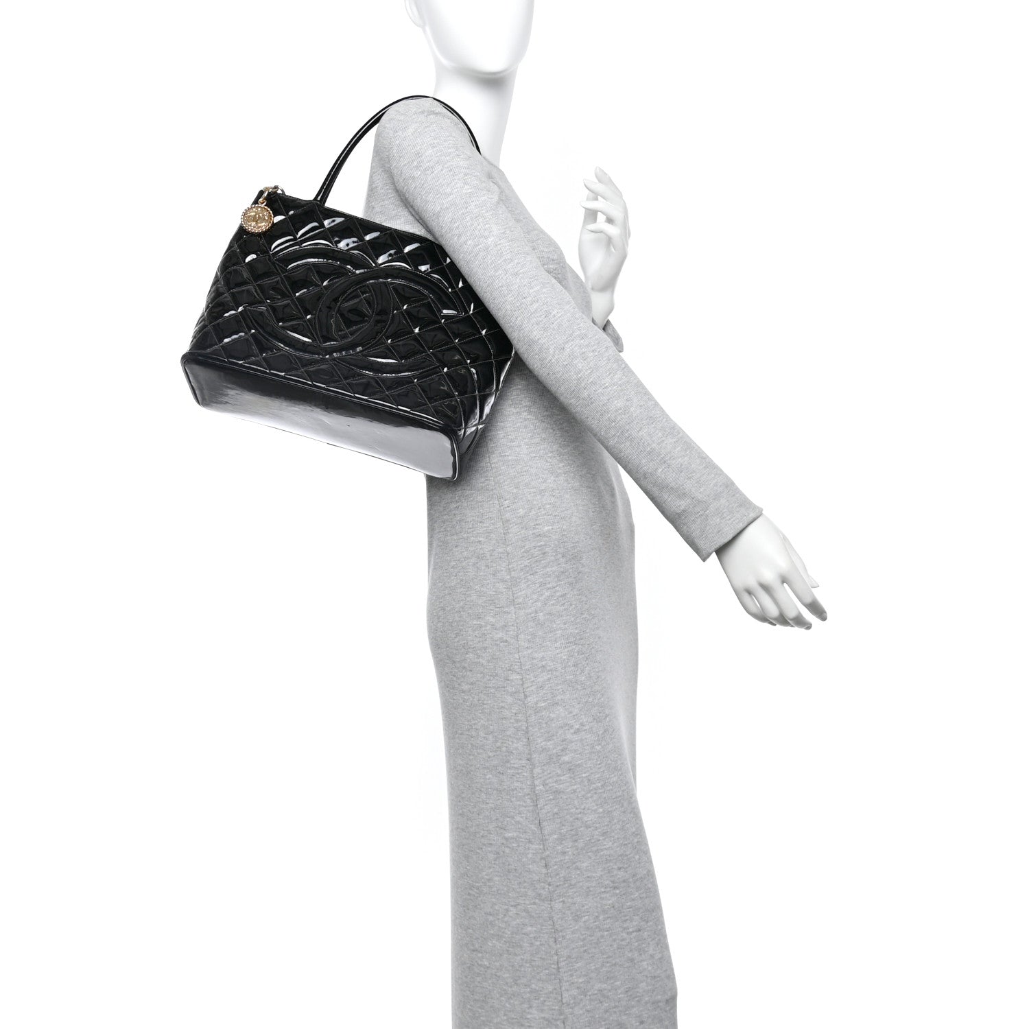 Chanel Patent Medallion Tote Black 2 of 16
