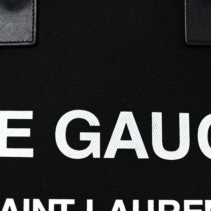 Saint Laurent Linen Calfskin Rive Gauche Tote Black 7 of 19
