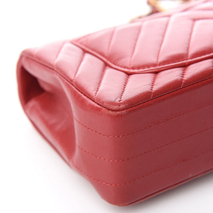 Chanel Lambskin Chevron Quilted Mini Rectangular Flap Red 10 of 13