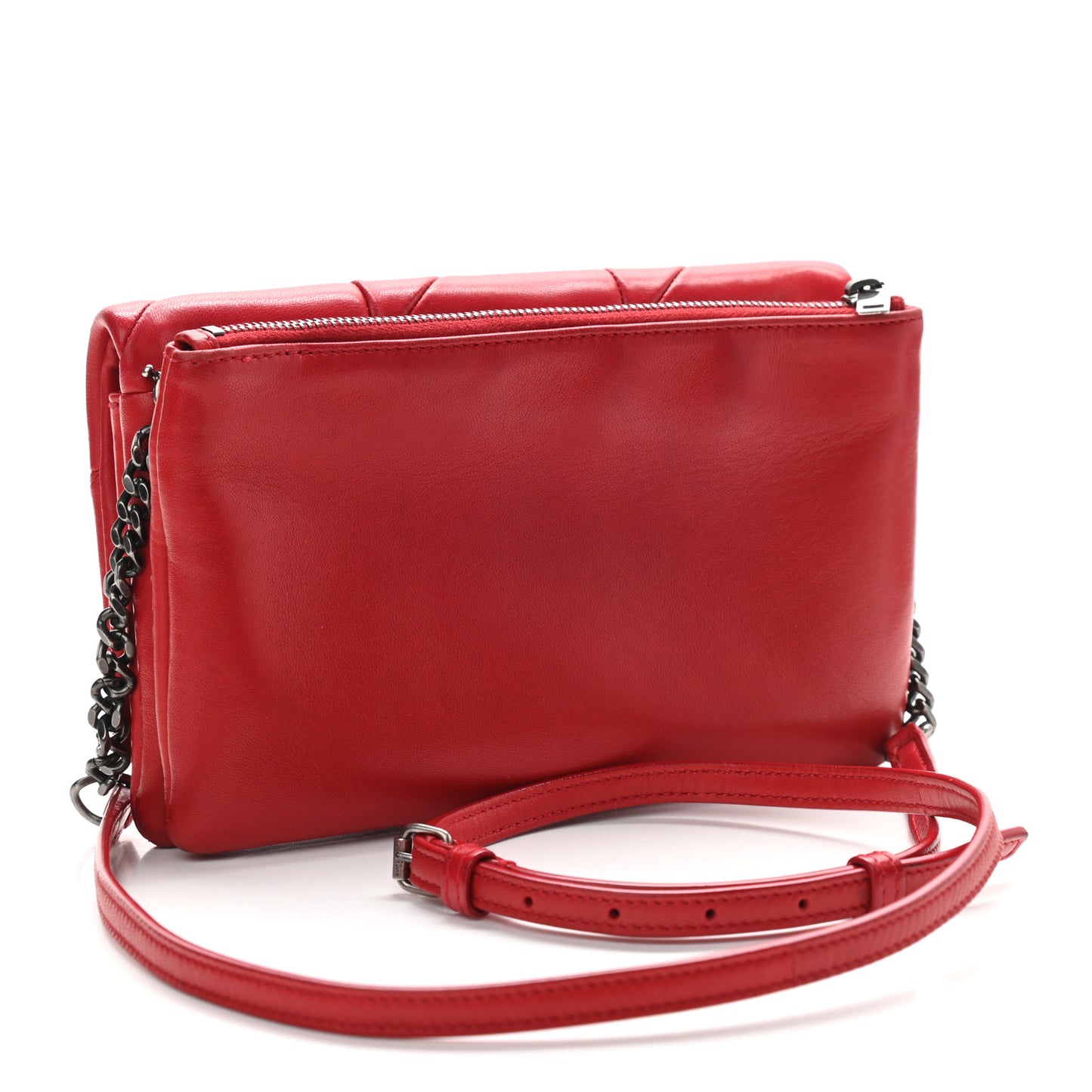 Lambskin Patchwork Monogram Jamie Chain Wallet Red