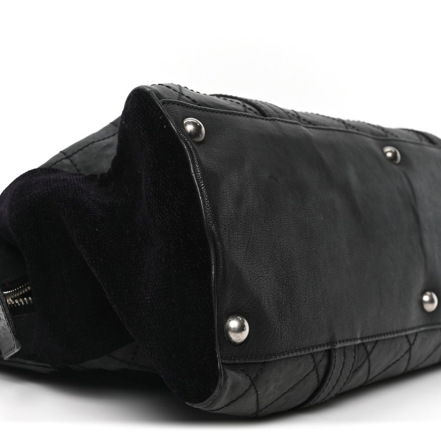 Calfskin Terrycloth Quilted Large Reissue Bowling Bag Tote Black