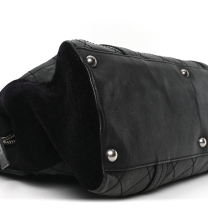 Chanel Calfskin Terrycloth Quilted Large Reissue Bowling Bag Tote Black 8 of 9