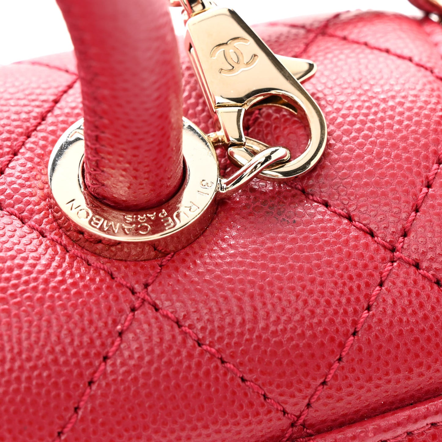 Caviar Quilted Mini Coco Handle Flap Dark Pink