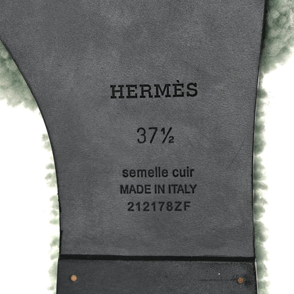 Hermes Woolskin Oran Sandals 37.5 Vert D'Eau 6 of 8