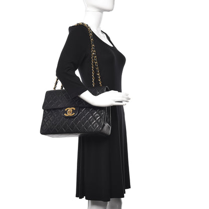 Chanel Lambskin Quilted XL Jumbo Single Flap Black 2 of 15