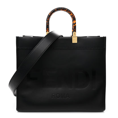 Fendi Vitello King Plexiglass Medium Fendi Sunshine Shopper Tote Black 1 of 10