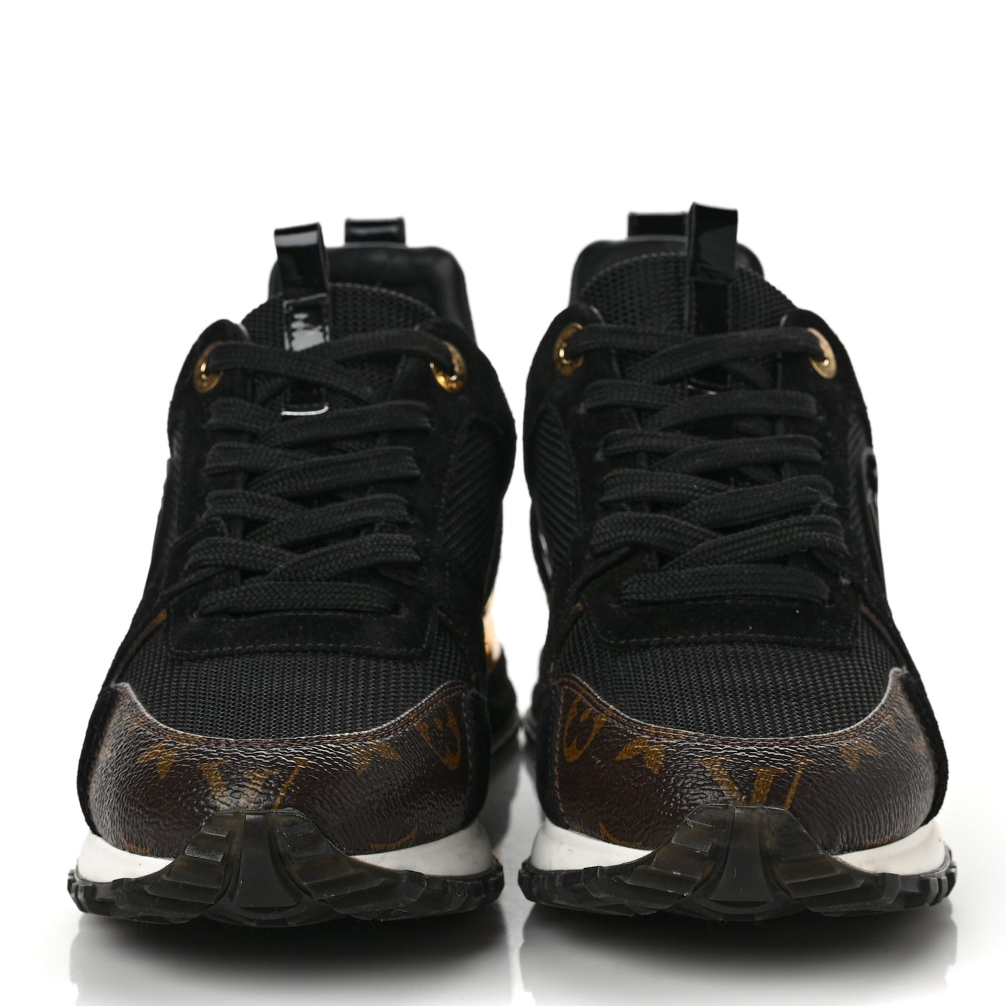 Suede Monogram Run Away Sneakers 36 Black