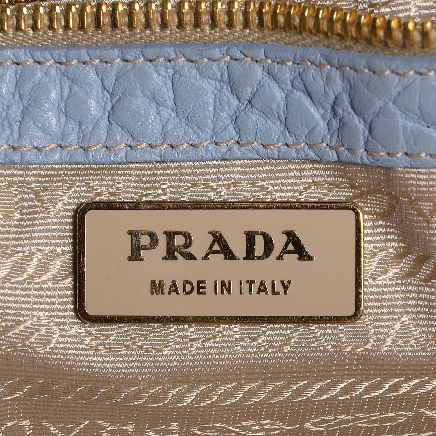 Prada Canapa Canvas Leather Small Tote Blue Beige 6 of 10