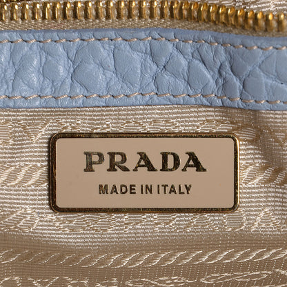 Prada Canapa Canvas Leather Small Tote Blue Beige 6 of 10