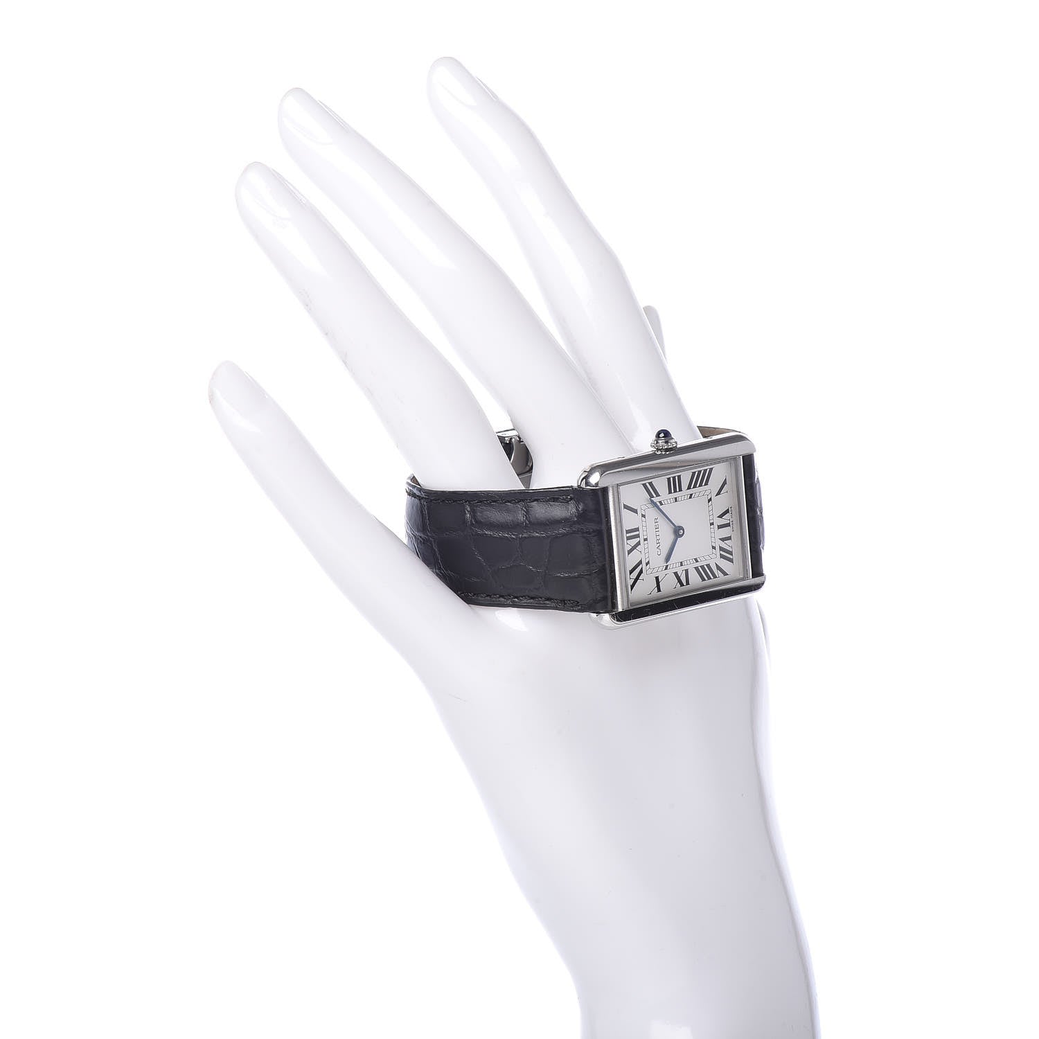 Cartier Stainless Steel Alligator 27mm Tank Solo Quartz Watch 2 of 11