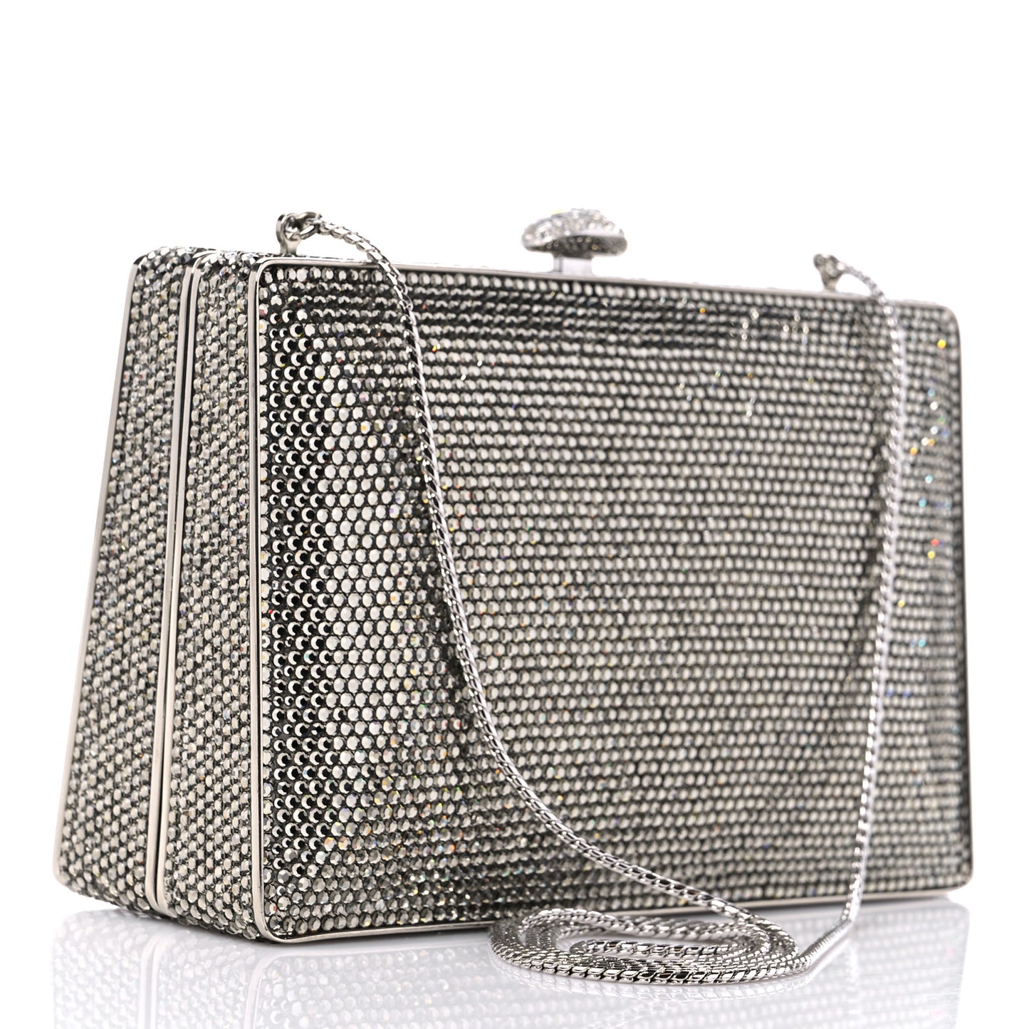 Swarovski Crystal Minaudiere Clutch Silver