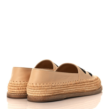 Chanel Lambskin Grosgrain CC Espadrilles 38 Beige Black 4 of 8