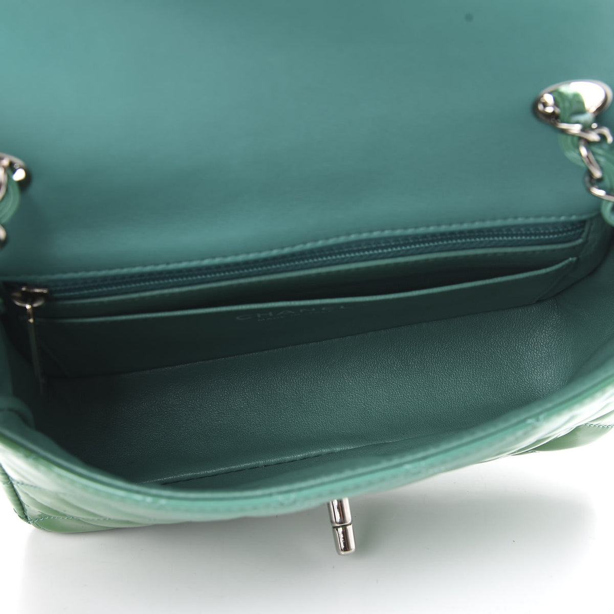 Chanel Patent Calfskin Quilted Mini Rectangular Flap Green 5 of 12