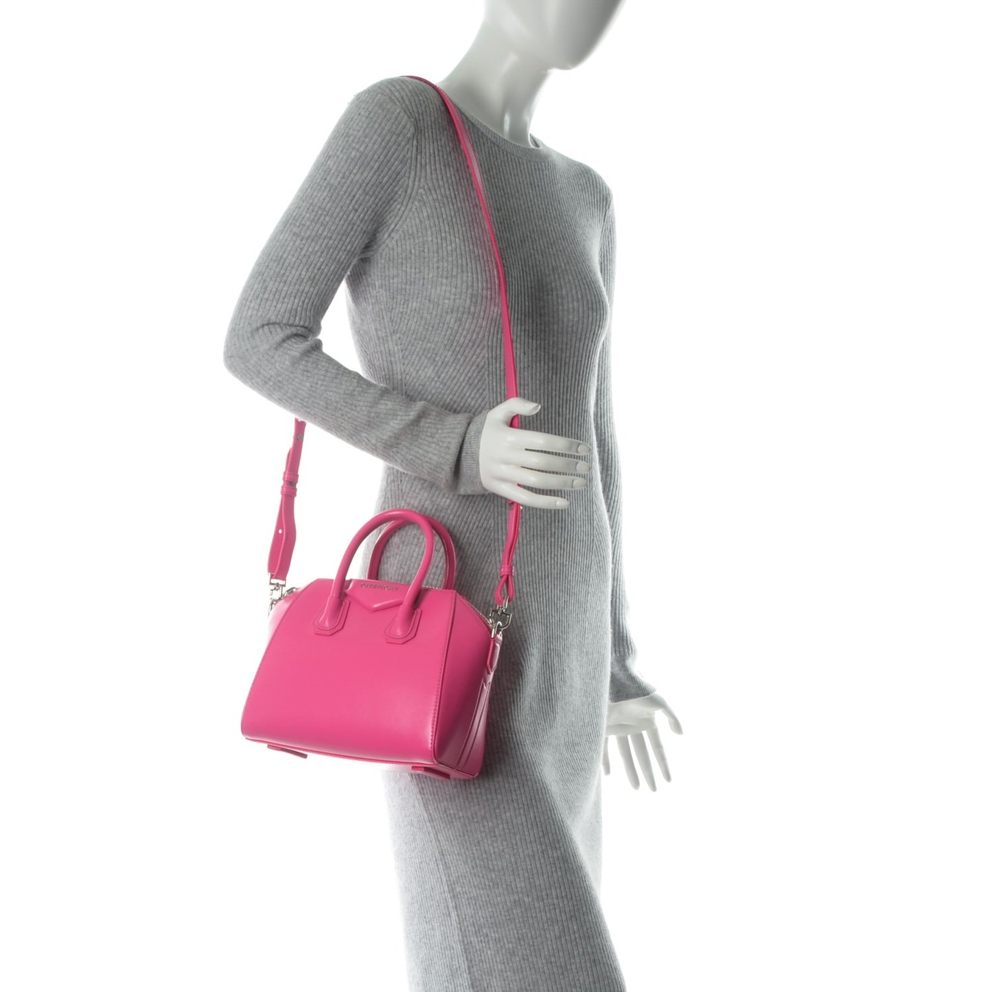 Shiny Lord Calfskin Mini Antigona Shocking Pink
