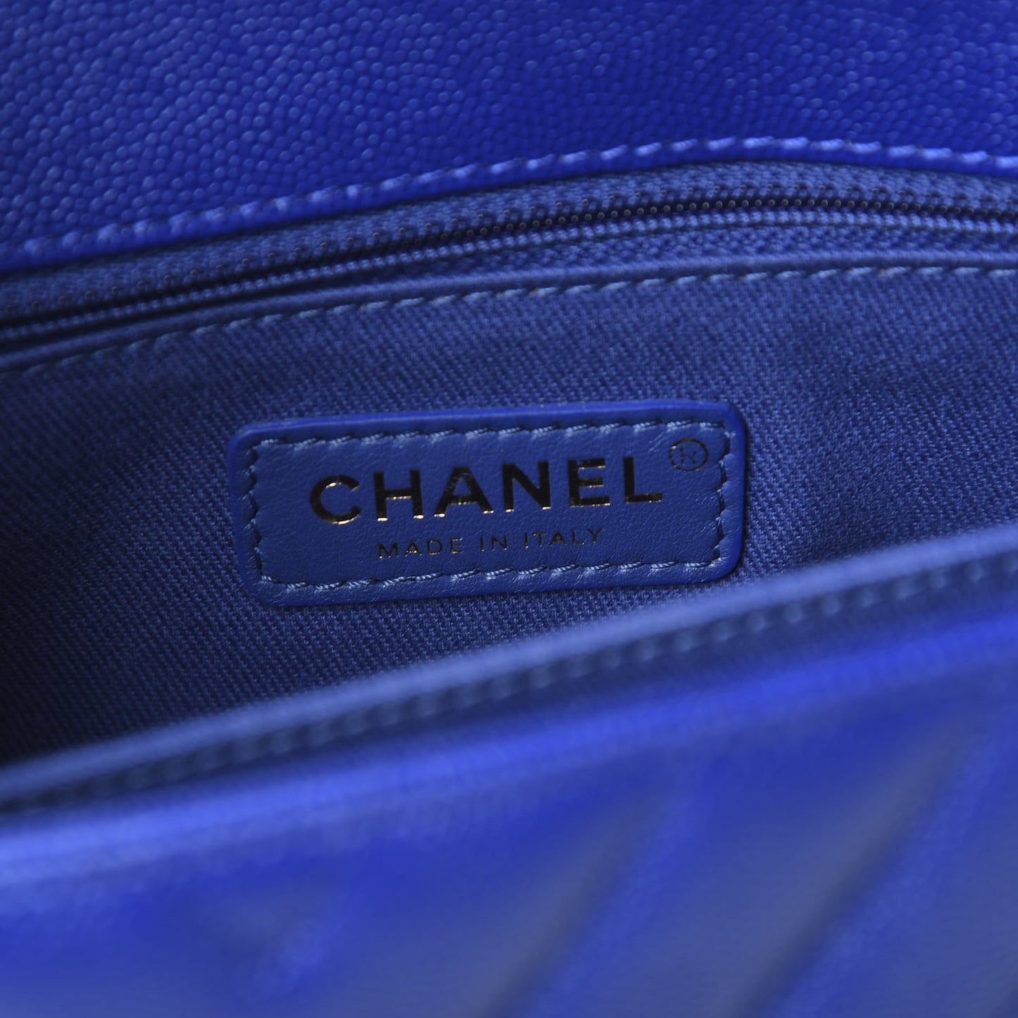 Caviar Chevron Quilted Mini Coco Handle Flap Blue