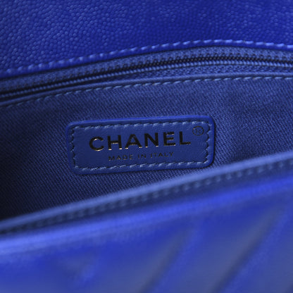 Chanel Caviar Chevron Quilted Mini Coco Handle Flap Blue 7 of 11