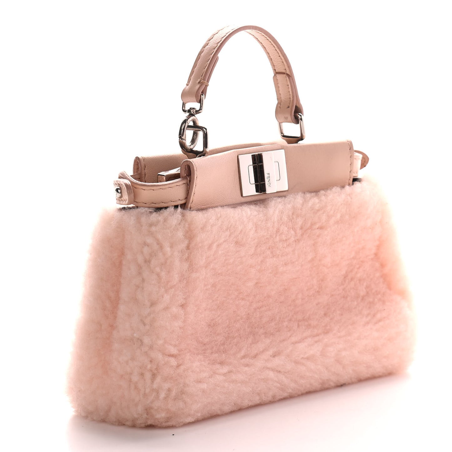 Shearling Shiny Nappa Micro Peekaboo Iconic Satchel Light Rose