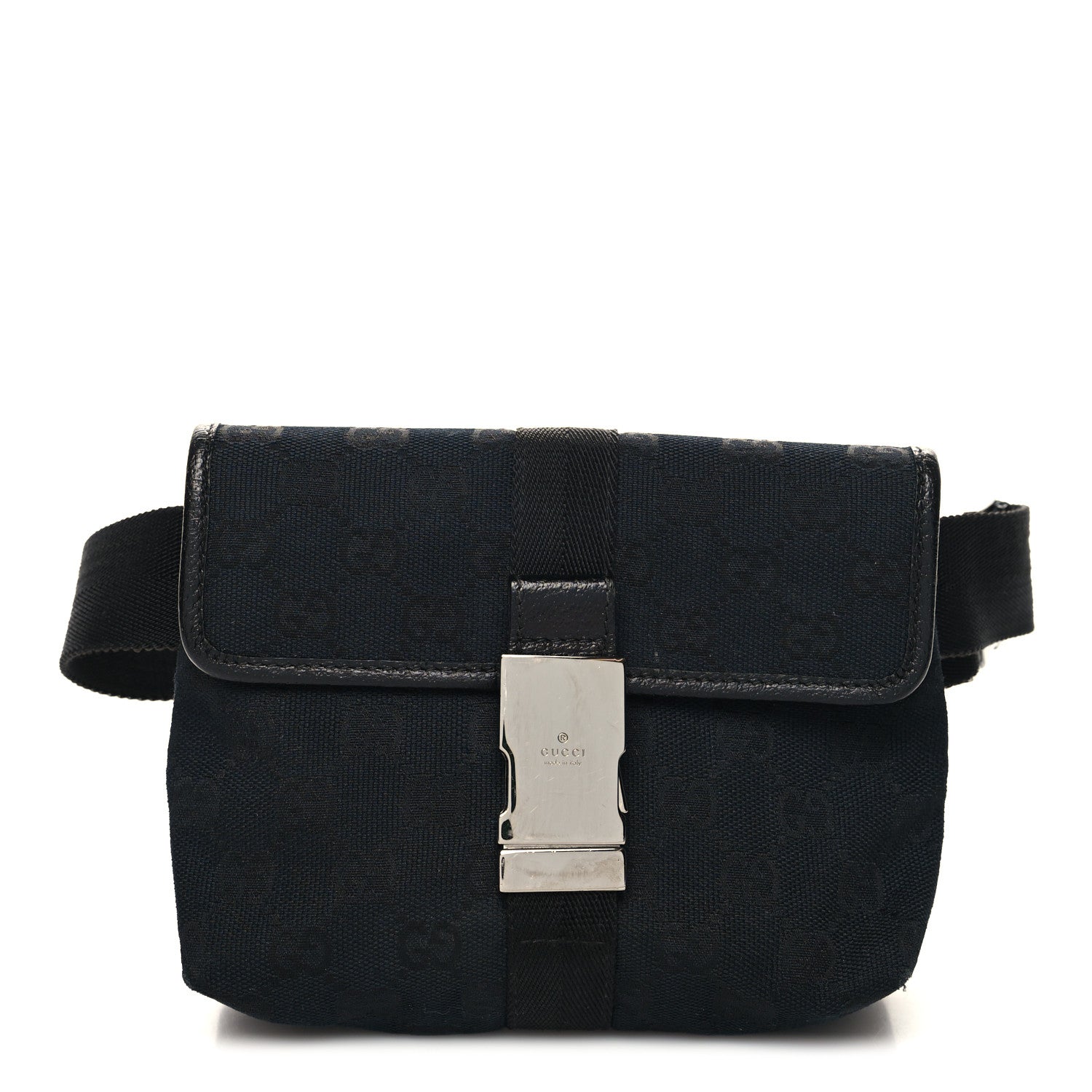 Gucci GG Monogram Web Buckle Belt Bag Black 1 of 11