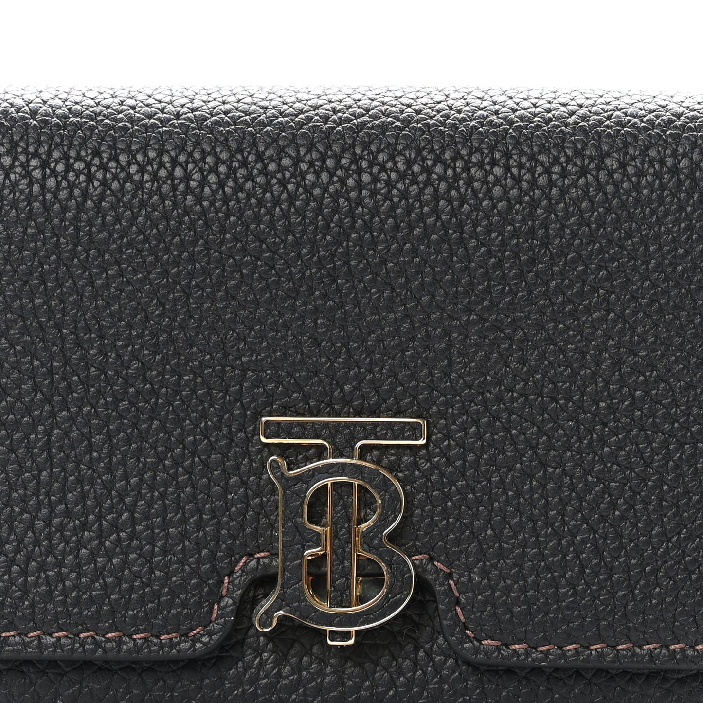 Grained Calfskin TB Compact Wallet Black
