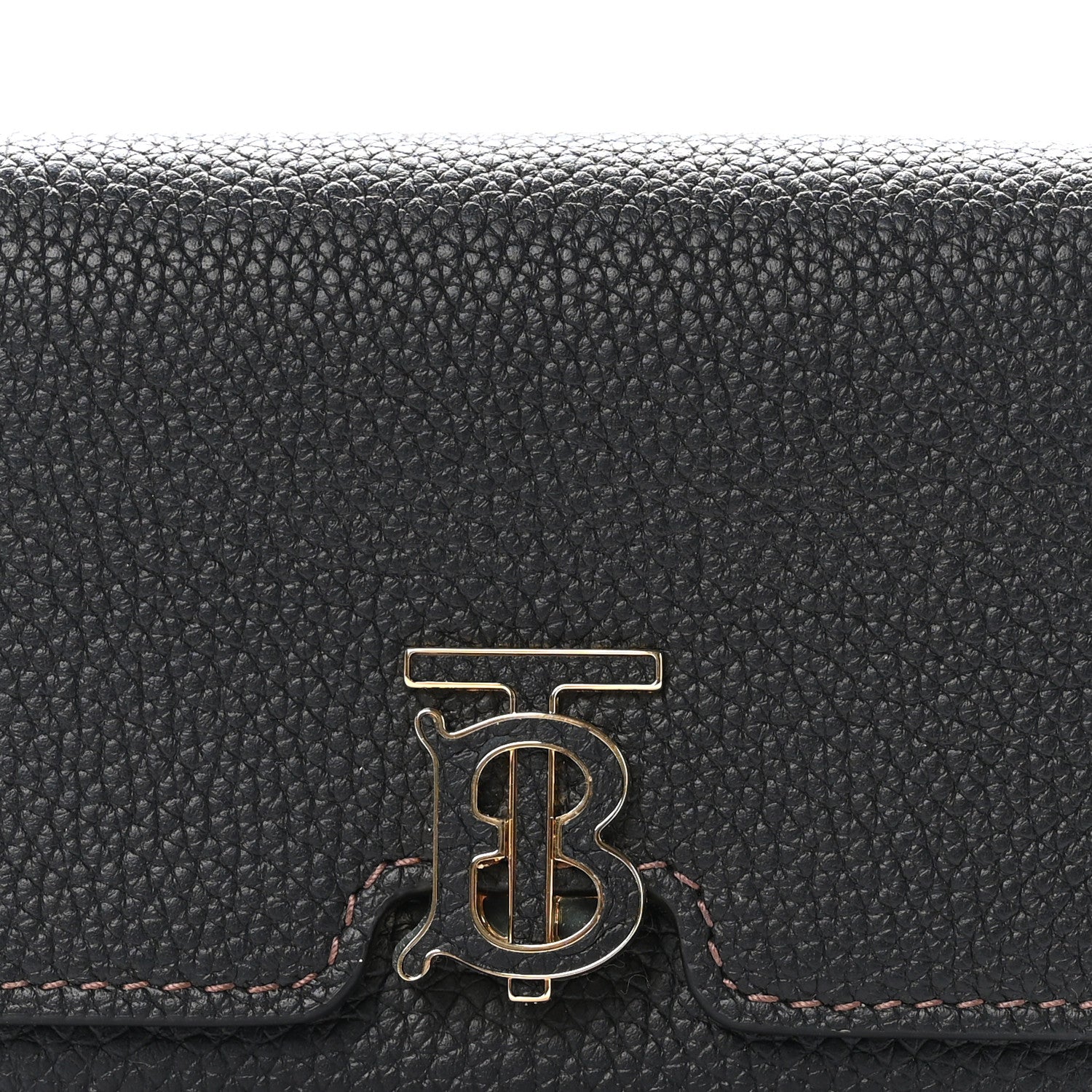 Burberry Grained Calfskin TB Compact Wallet Black 8 of 8