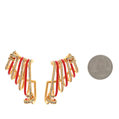 Fendi Metal Resin Crystal Filo Ear Cuffs Gold Orange 2 of 5