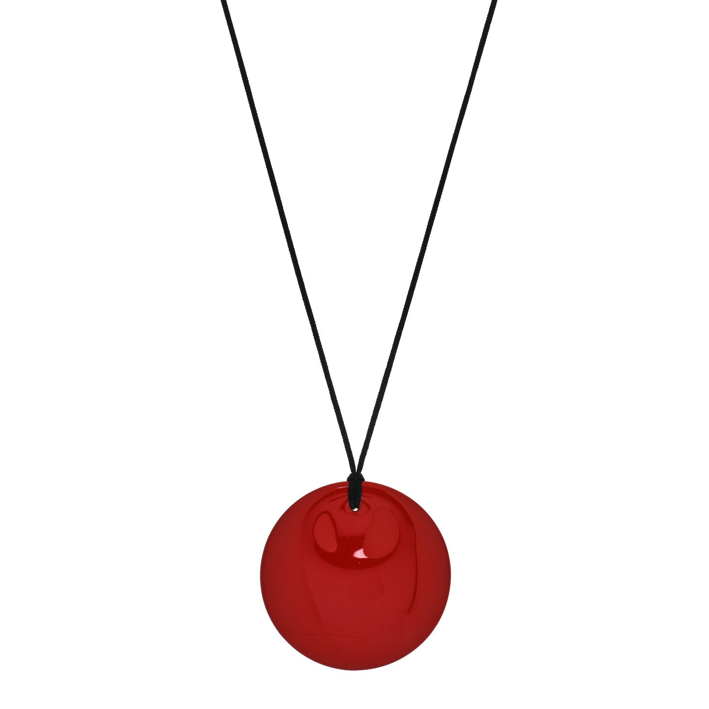 Lacquer Hardwood Elsa Peretti Round Pendant Cord Necklace Red