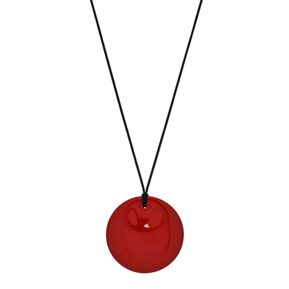 Tiffany Lacquer Hardwood Elsa Peretti Round Pendant Cord Necklace Red 1 of 5