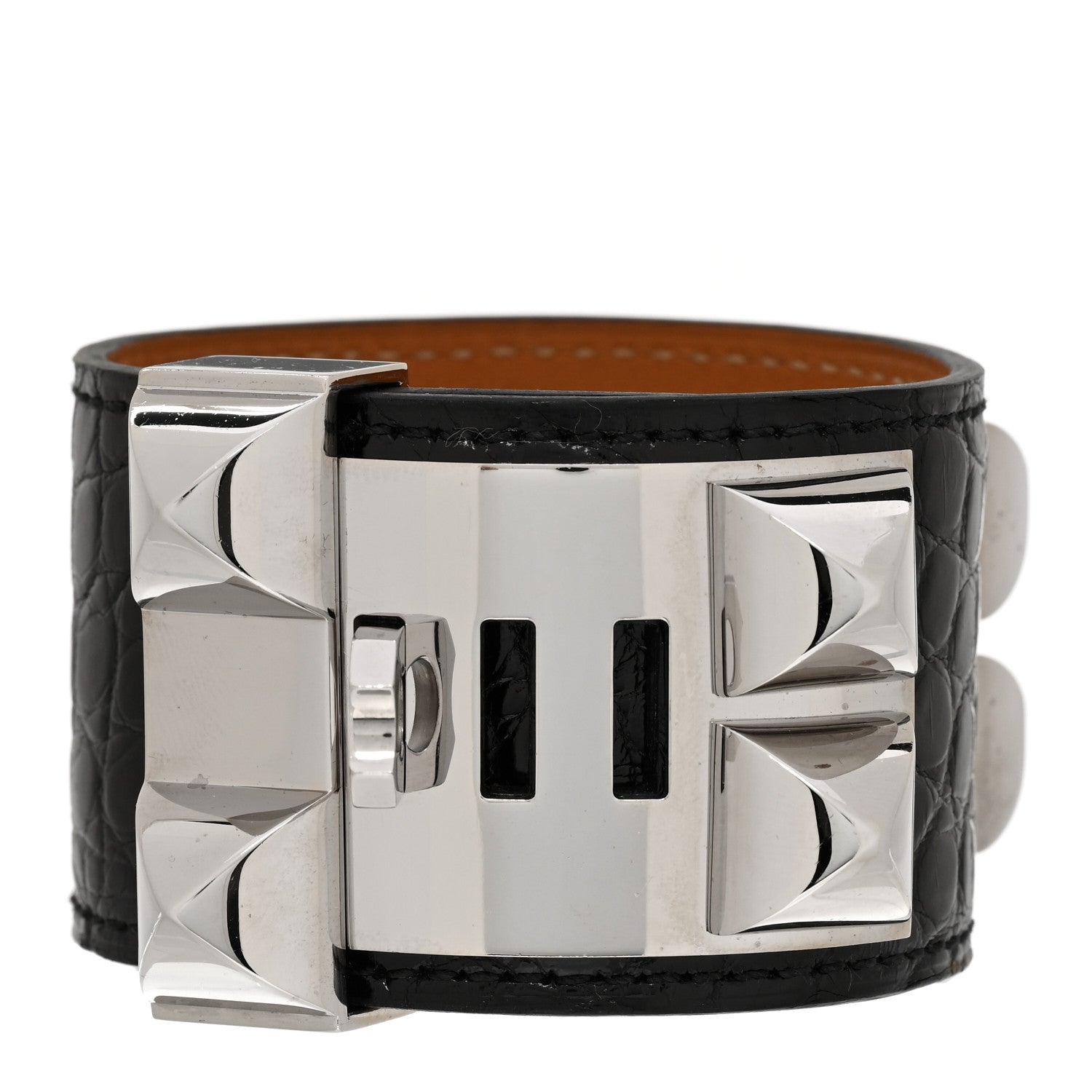 Hermes Shiny Alligator Collier de Chien CDC Bracelet S Black 3 of 5
