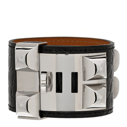 Hermes Shiny Alligator Collier de Chien CDC Bracelet S Black 3 of 5