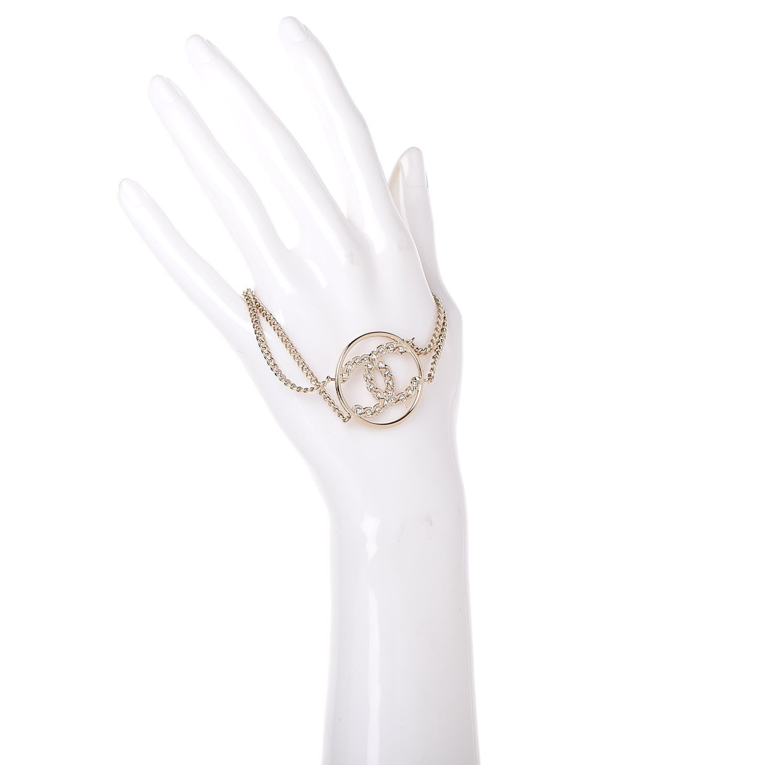 Chanel Baguette Crystal High Society CC Chain Bracelet Gold 2 of 5