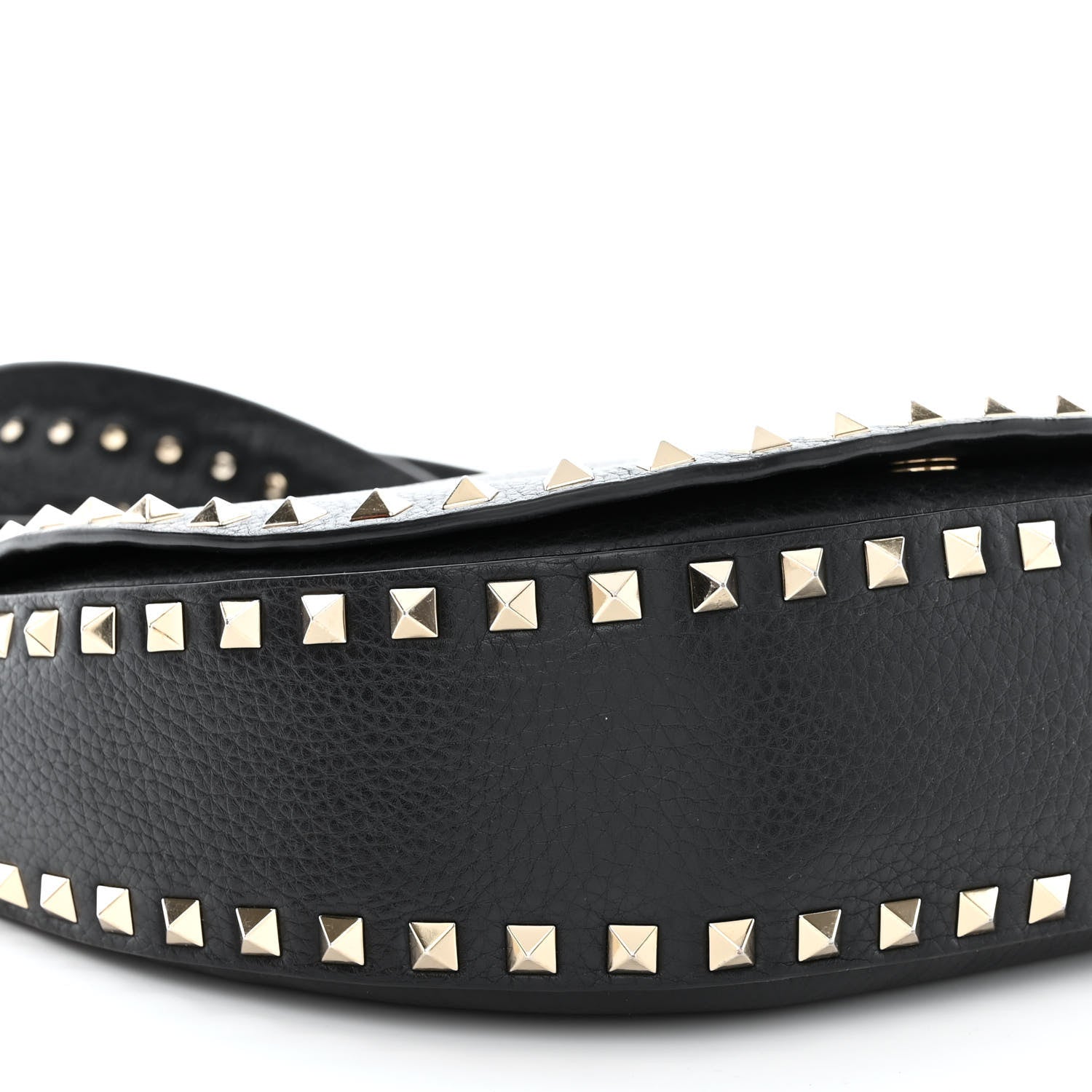 Valentino Garavani Grained Calfskin Rockstud Saddle Bag Black 9 of 12