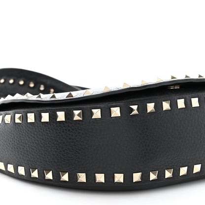 Valentino Garavani Grained Calfskin Rockstud Saddle Bag Black 9 of 12