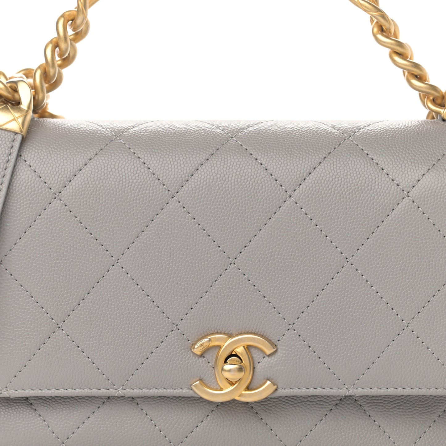 Caviar Quilted Mini Bracelet On Chain Flap Grey