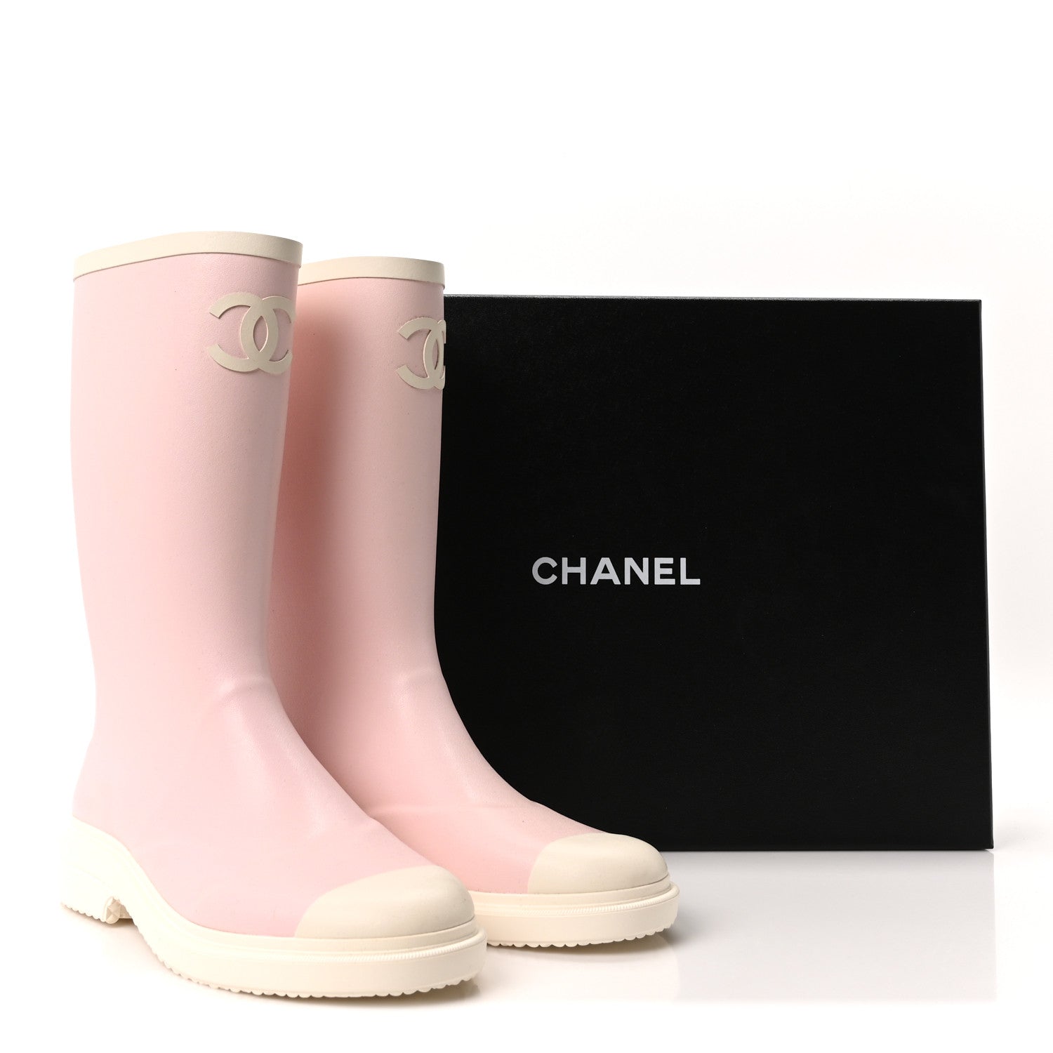 Chanel Caoutchouk CC High Boots 41 Light Pink White 9 of 9