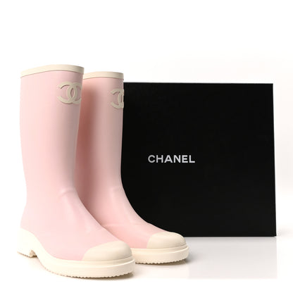 Chanel Caoutchouk CC High Boots 41 Light Pink White 9 of 9